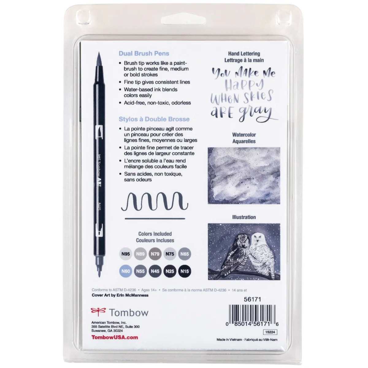 Dual Brush Pen Art Markers, Grayscale, 10-Pack - Image 10